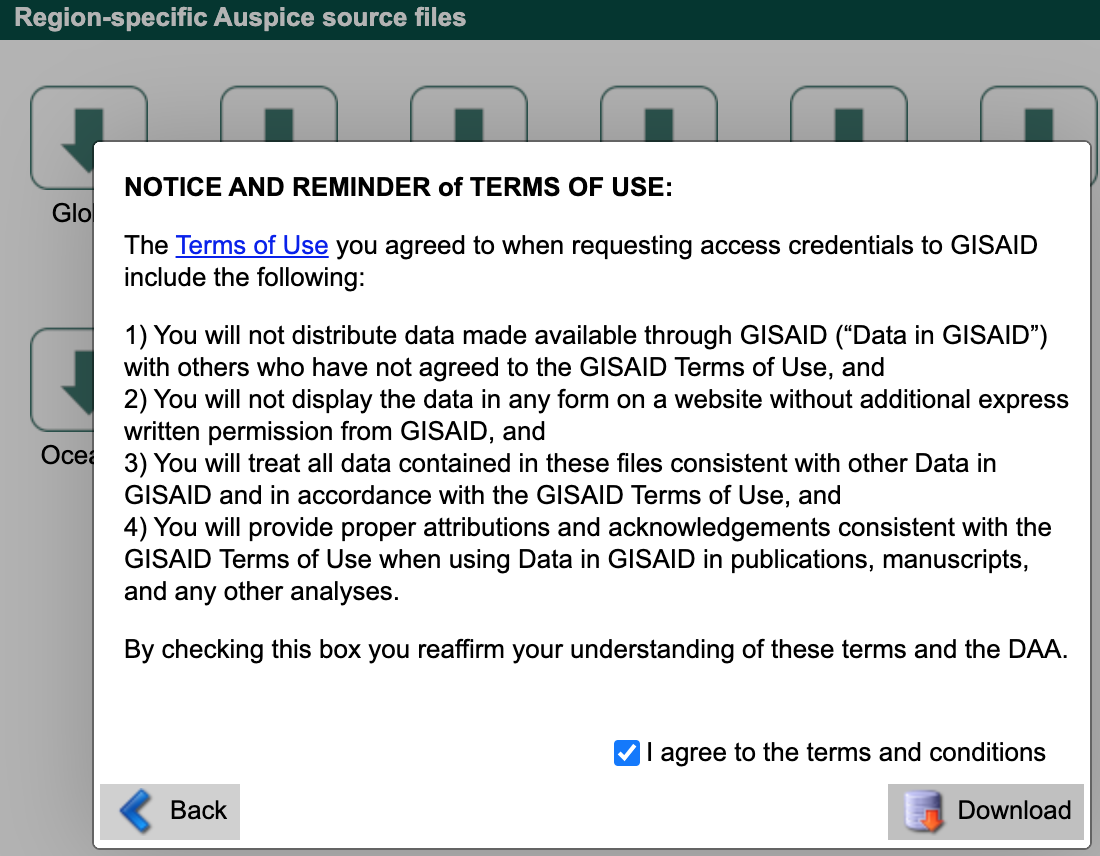GISAID “nextregions” download terms and conditions