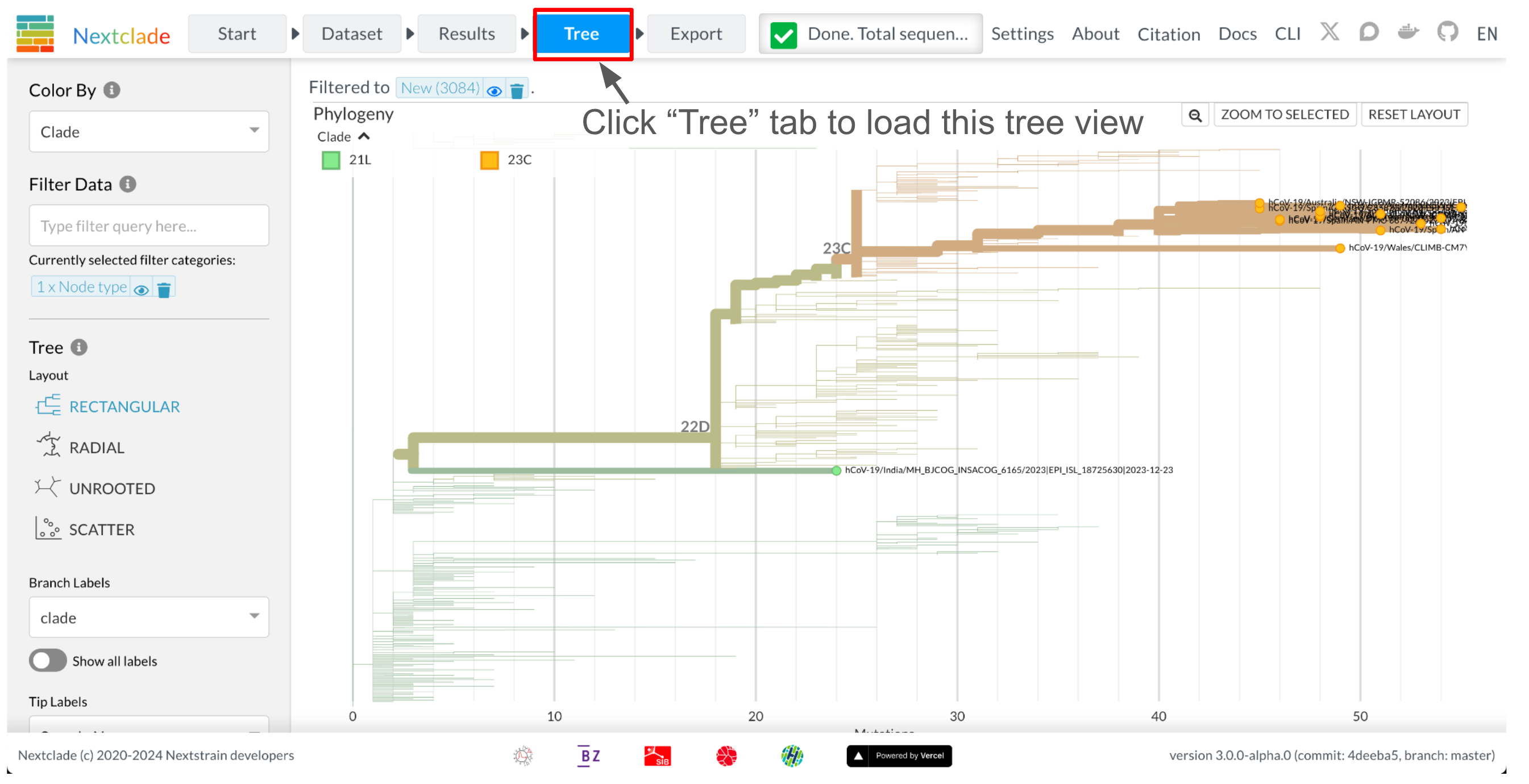 Tree with new sequences