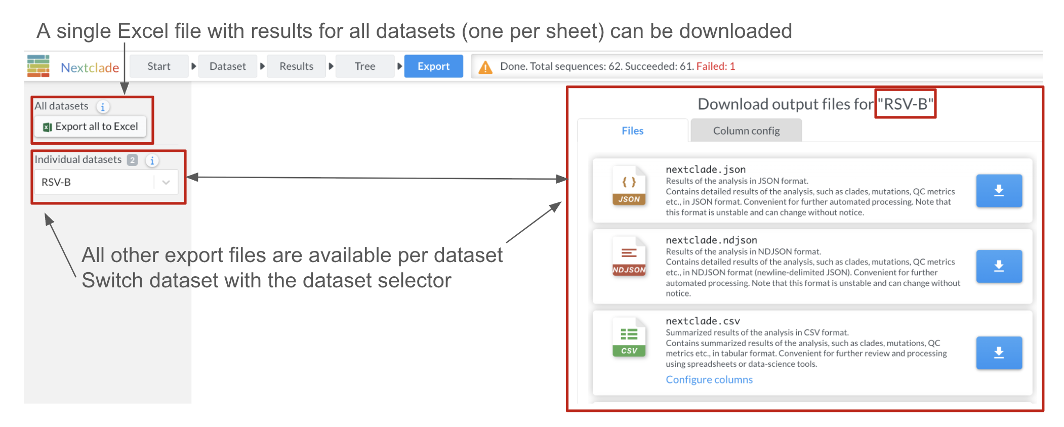 Switching datasets