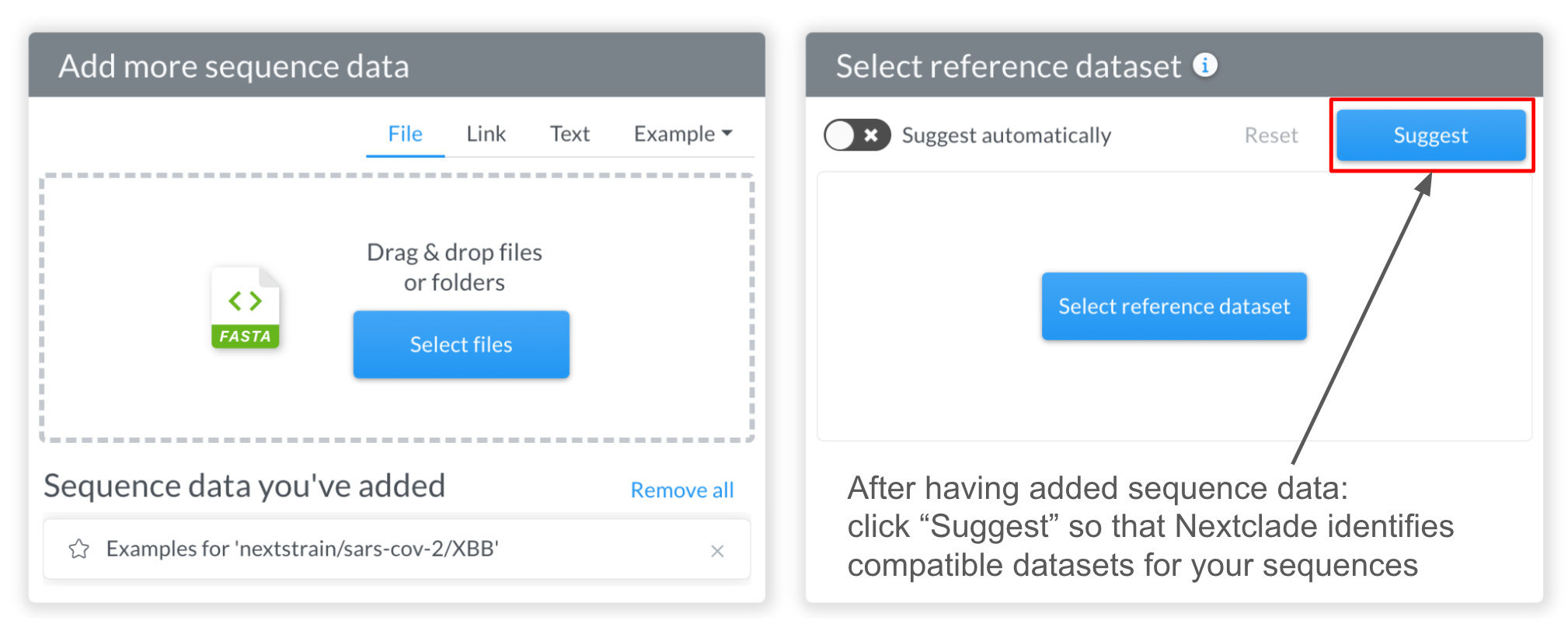 Auto-suggest datasets
